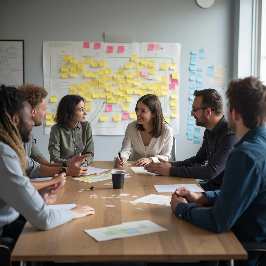 Equipo consultor en reunión estratégica
